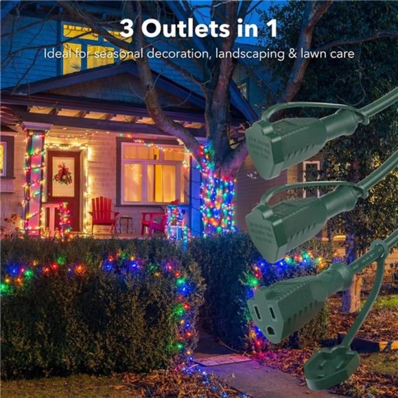 Outdoor Extension Cord 1 to 3 Splitter, 24 ft Extension(36 ft ), Multi Outlet - Picture 5 of 6